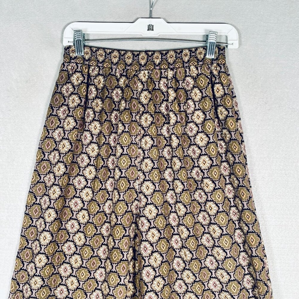 Vintage y2k Cottagecore Pants Womens L Diamond Print Wide Leg Cowgirl Western - Picture 3 of 12